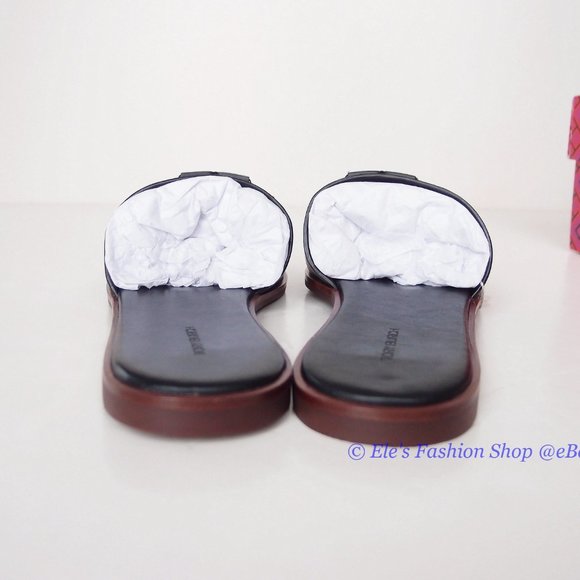 ❤️ NIB Tory Burch Ines Logo Slide Leather Sandal BLACK US 6.5 7.5 8.5 9 9.5 10 - Picture 12 of 14
